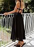 Women's Gathered Midi Dress for Summer - Exposed Back / 3